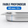 Bac Gastro GN 2/3 Inox — 40 mm, 3 L, Lava-Louças