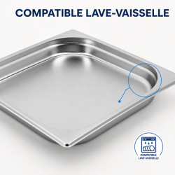 Bac Gastro GN 2/3 Inox — 40 mm, 3 L, Lava-Louças