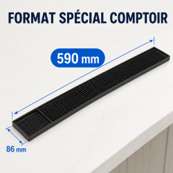 Tapis de Bar PVC 59 cm Preto — Escorredor Balcão CHR