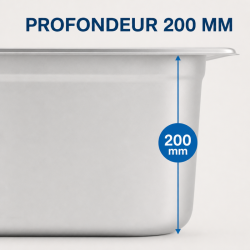Bac Gastro GN 2/3 Inox 18 L - Profundidade 200 mm