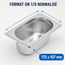 Bac Gastro GN 1/9 Inox - Profundidade 65 mm - 0,6 L