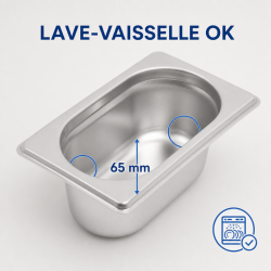 Bac Gastro GN 1/9 Inox - Profundidade 65 mm - 0,6 L