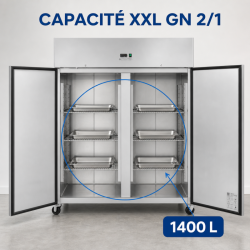Armoire Réfrigérée Positive 1400 L Inox GN 2/1 – 2 Portas