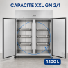 Armoire Réfrigérée Positive 1400 L Inox GN 2/1 – 2 Portas