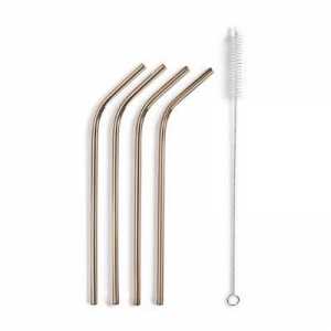 Set of 4 copper stainless steel straws - LACOR