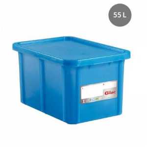 Bac HACCP Retangular com Tampa - 55 L - Azul