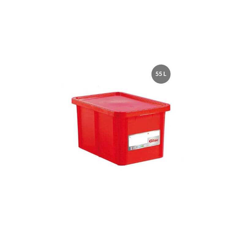 Bac Rectangulaire 55 L + Couvercle Rouge HACCP