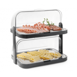 Vitrine Buffet com Tampa Deslizante UNIQ - 2 Bandejas - Preto - HENDI