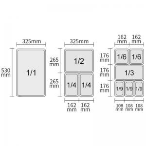 Gastronome tray GN 1/6 Graduated - H 100 mm - HENDI