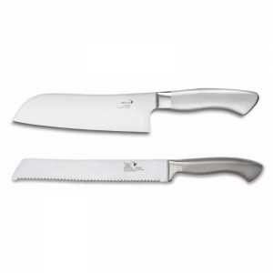 Set of Santoku + Bread Deglon knives.