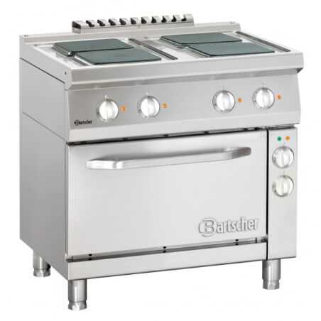 Four 4 Square Plates Range with Electric Oven GN1/1 Series 700