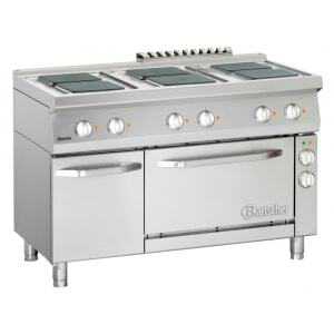 Six-burner range with electric oven GN1/1 and Series 700 cabinet