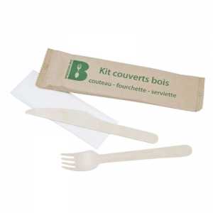 Birch Cutlery - 3-Piece Set: Knife, Fork, and Napkin - Pack of 250