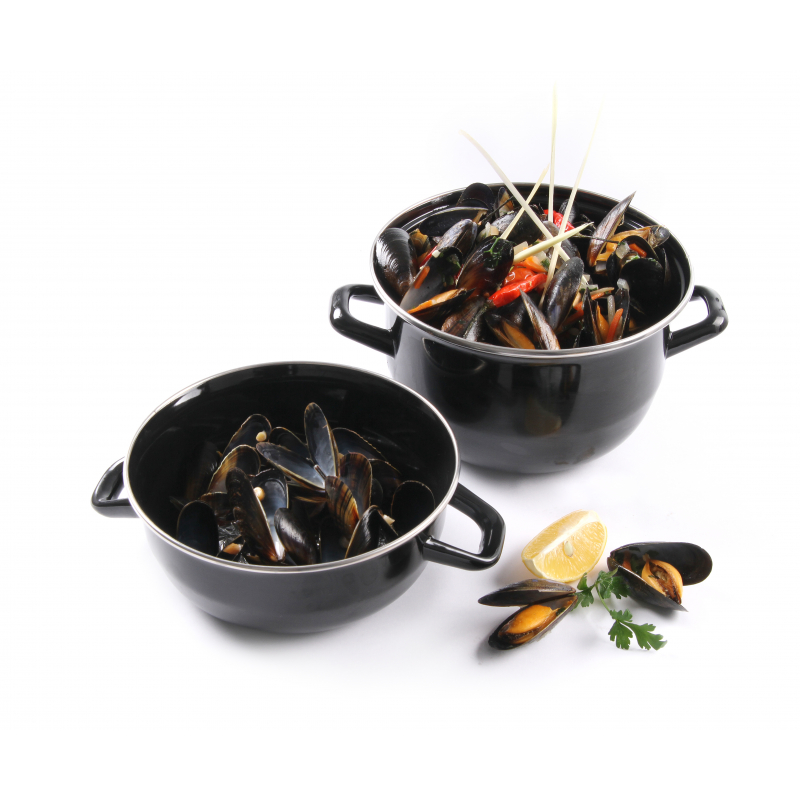 Cocotte à moules emaillé - avec couvercle - Marque HENDI - Fourniresto