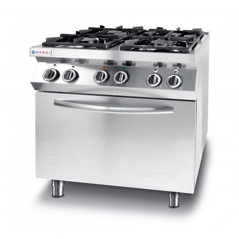 Kitchen Line Cooker - 4 burners with electric convection oven GN 1/1 - Brand HENDI - Fourniresto