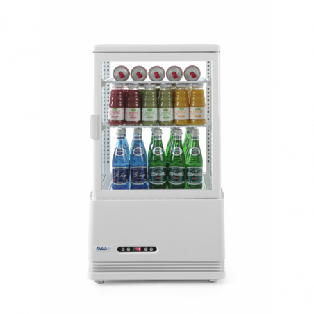 Vitrina refrigerada branca com 4 faces de vidro - 58 L