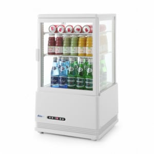 Vitrina refrigerada branca com 4 faces de vidro - 58 L