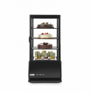 Black Refrigerated Display Case with 4 Glass Sides - 78 liters