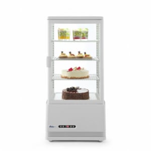 Vitrina refrigerada branca com 4 lados de vidro - 78 litros