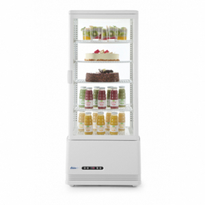 Vitrina refrigerada branca com 4 lados de vidro - 98 litros