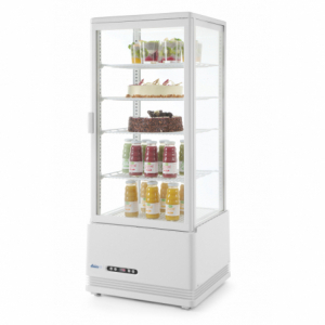 Vitrina refrigerada branca com 4 lados de vidro - 98 litros