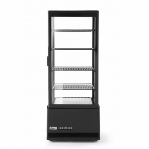 Black Refrigerated Display Case with 4 Glass Sides - 98 liters