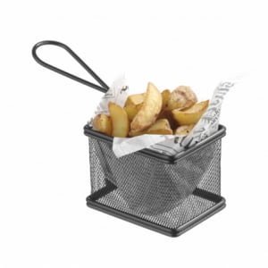 Cesto de Batatas Fritas em Miniatura Preto - 90 x 90 mm