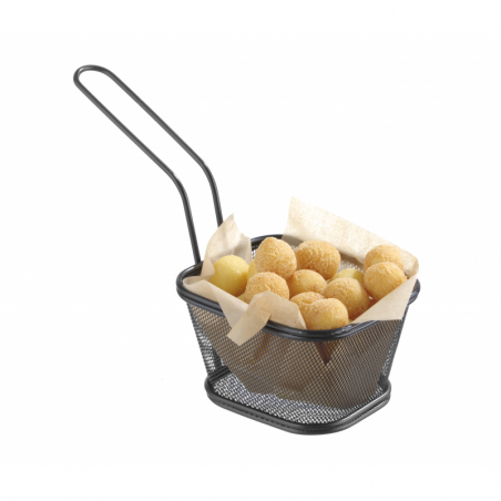 Cesto de Batatas Fritas em Miniatura Preto - 105 x 90 mm