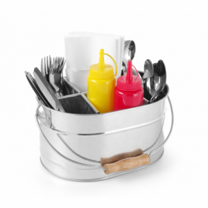 Bucket of Cutlery and Condiments