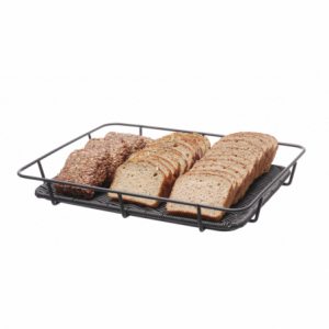 Bread Basket with Black Stainless Steel Rim - 400 x 300 mm