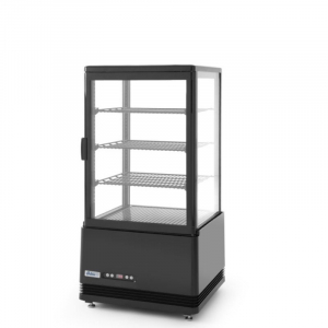 Black Refrigerated Display Case with 4 Glass Sides - 68 L