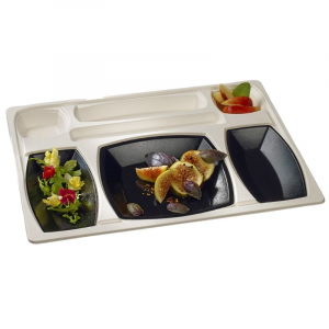 Gala White and Black Meal Tray Kit - 432 x 332 mm - Set of 15