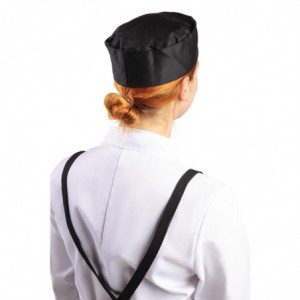 Calot de Cuisine Noir en Polycoton - Taille M 58,4 cm - Whites Chefs Clothing - Fourniresto