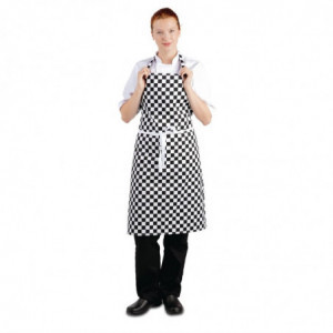 Black and white checkered bib apron 970 x 710 mm - Whites Chefs Clothing - Fourniresto