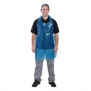 Disposable Blue Polyethylene Apron - Pack of 100 - FourniResto