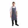 Tablier Bavette Sans Poche Rayé Marine Et Blanc 965 X 710 Mm - Whites Chefs Clothing - Fourniresto
