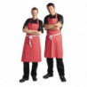 Avental Babete Listrado Vermelho e Branco 710 x 970 mm - Vestuário de Chef Branco - Fourniresto