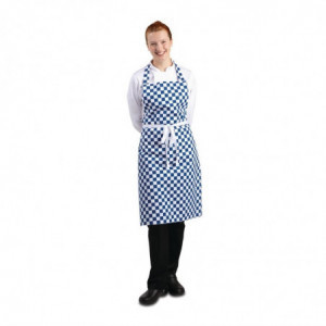 Blue and white checkered bib apron in polycotton 710 x 970 mm - Whites Chefs Clothing - Fourniresto