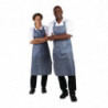 Waterproof Striped Blue And White Bib Apron 1016 X 711 Mm - Whites Chefs Clothing - Fourniresto