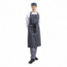 Extra Long Striped Navy Blue and White Bib Apron Without Pocket - Whites Chefs Clothing - Fourniresto