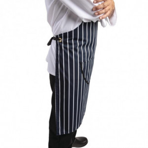 Extra Long Striped Navy Blue and White Bib Apron Without Pocket - Whites Chefs Clothing - Fourniresto