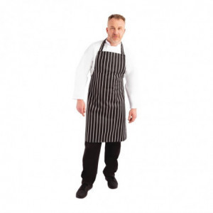 Avental de cozinha listrado preto e branco 760 x 970 mm - Roupas de chef brancas - Fourniresto