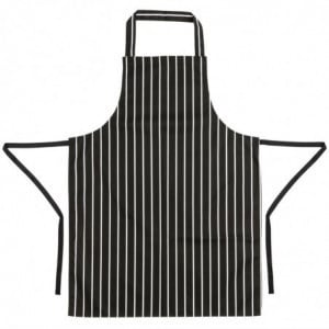 Avental de cozinha listrado preto e branco 760 x 970 mm - Roupas de chef brancas - Fourniresto