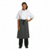 Avental de cozinha listrado branco e preto 760 x 970 mm - Roupas de chef brancas - Fourniresto