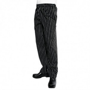 Mixed Black and White Striped Baggy Kitchen Pants - Size S - Chef Works - Fourniresto