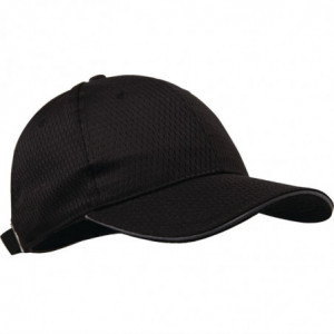 Cool Vent Black Baseball Cap With Grey Trim - One Size - Chef Works - Fourniresto