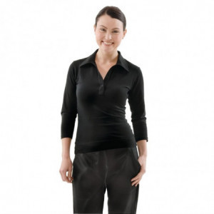 Camiseta decote em V preta para mulher - Tamanho XL - Chef Works - Fourniresto