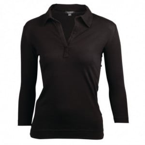 Camiseta decote em V preta para mulher - Tamanho XS - Chef Works - Fourniresto