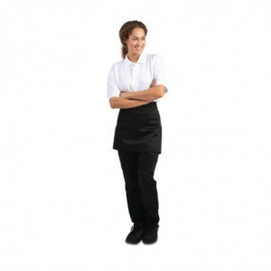 Short Black Polycotton Server Apron 373 x 750 mm - Whites Chefs Clothing - Fourniresto