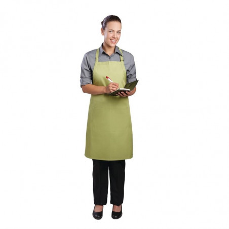 Bib Apron with Adjustable Neck Strap and Double Pocket Lime Green 610 x 860 mm - Chef Works - Fourniresto